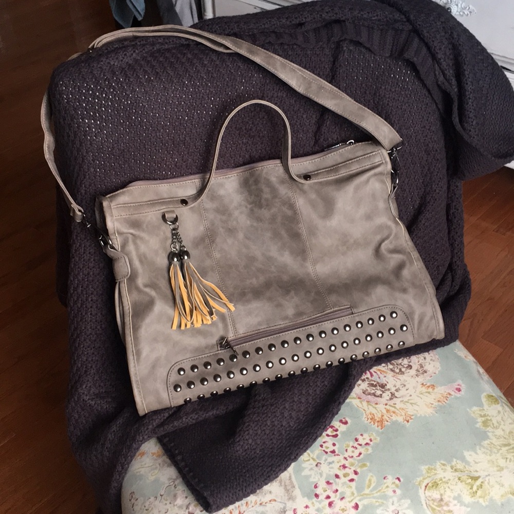 Women’s grey taupe crossbody satchel new